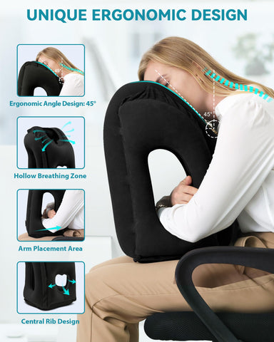 JefDiee air-plane neck pillow showing fast inflation for quick comfort
