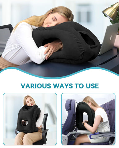 JefDiee travel pillow central hollow design for arm grip and rest