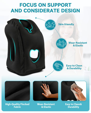 JefDiee neck pillow with soft PVC flocking for a washable surface