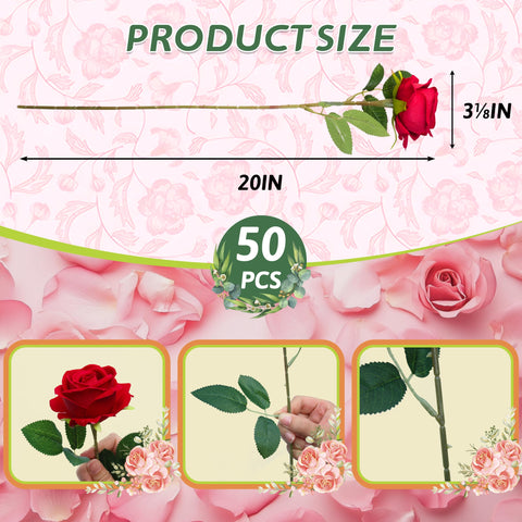 Jefuzh artificial red rose stem detail for durable arrangements