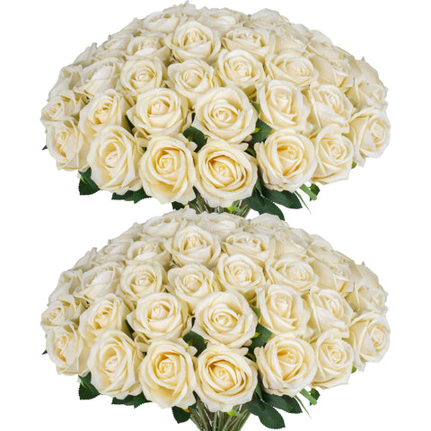Jefuzh champagne rose silk flower with durable stem for lasting decor