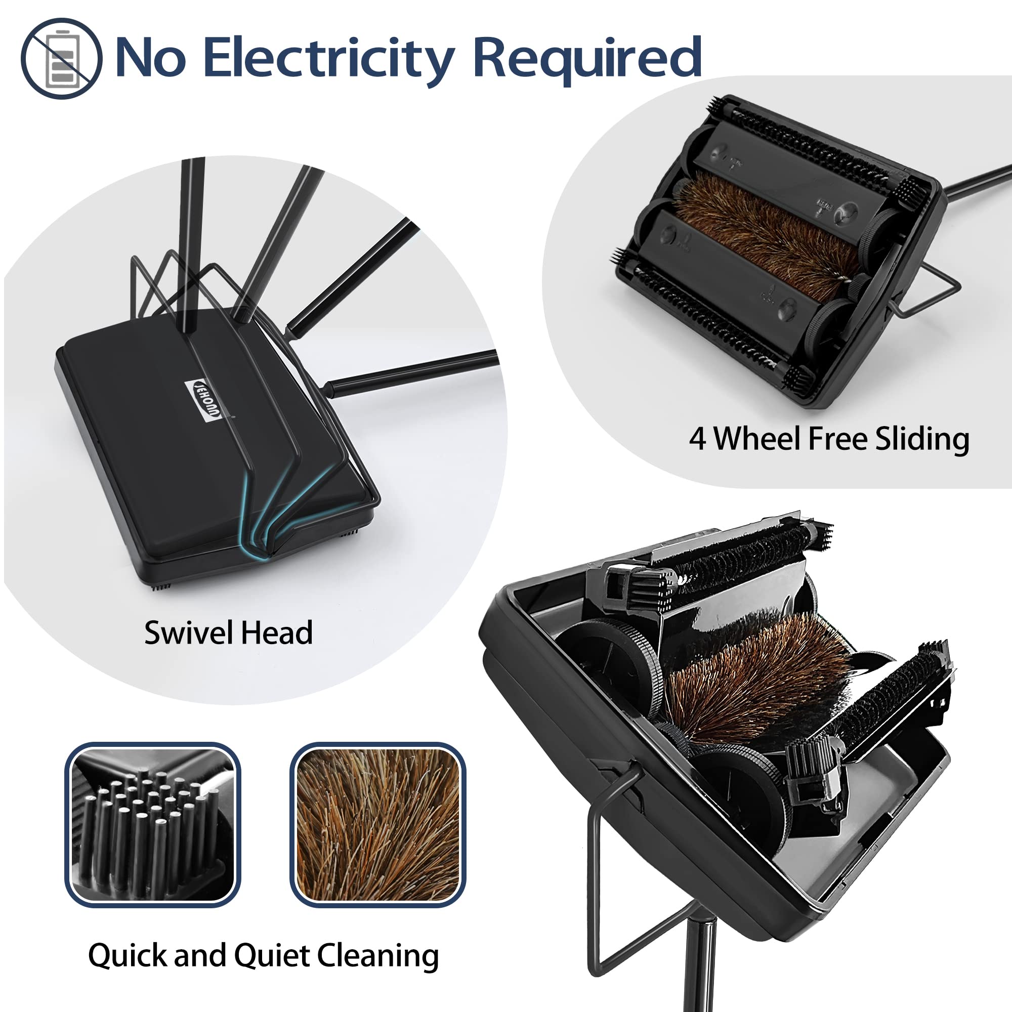 JEHONN non-electric push design showing cord-free cleaning