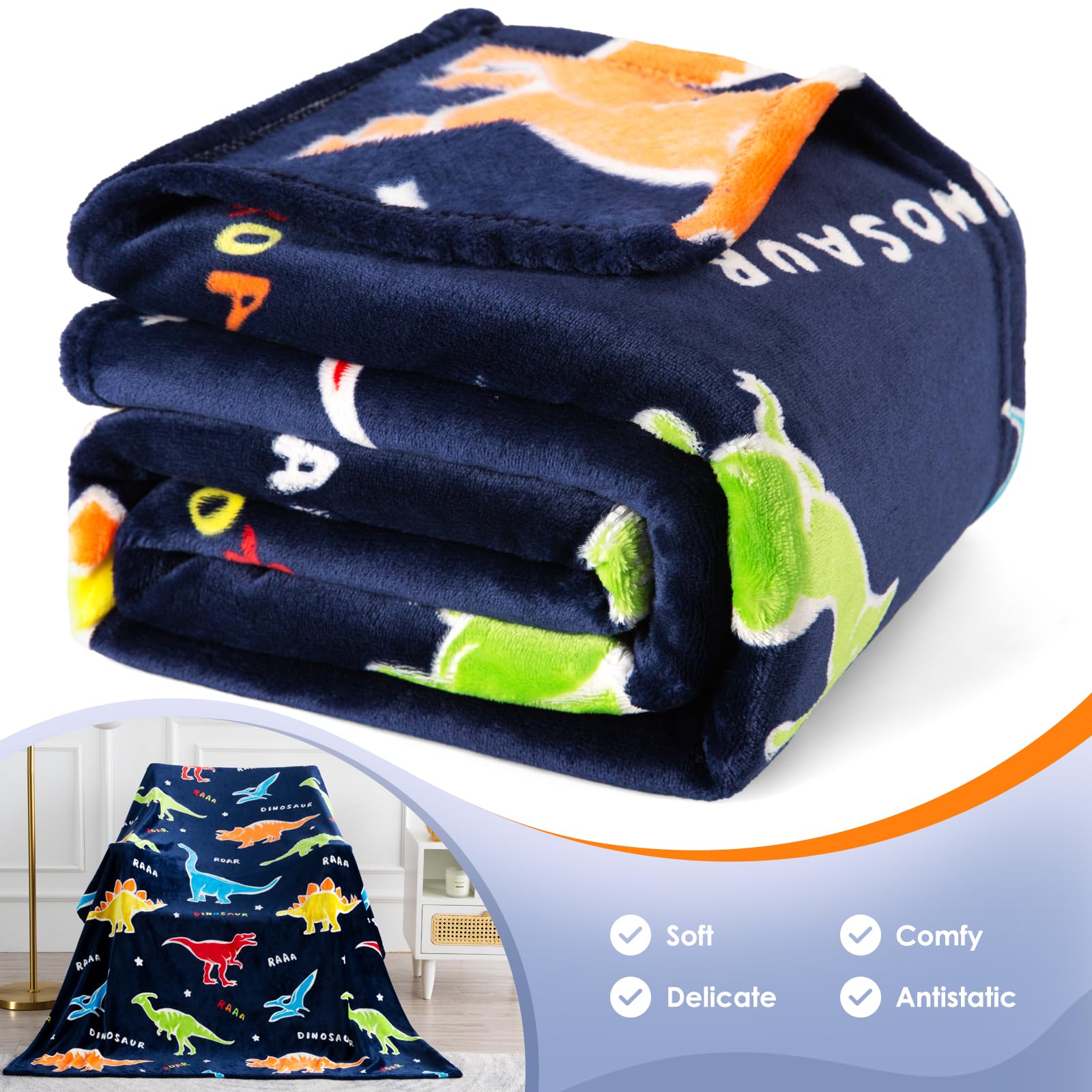 Jekeno dinosaur glow blanket glow-in-the-dark feature, luminous glow under bright light