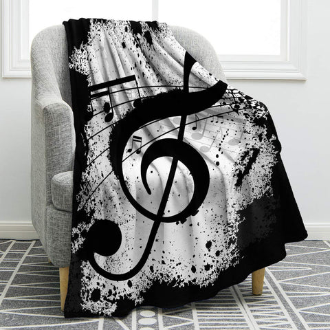 Jekeno Music Note Blanket closeup highlights plush fabric for cozy warmth.