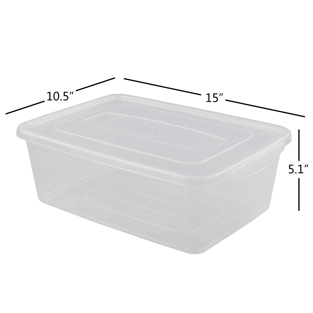 Jekiyo 14-quart storage bin with latch lid shows contents at a glance.