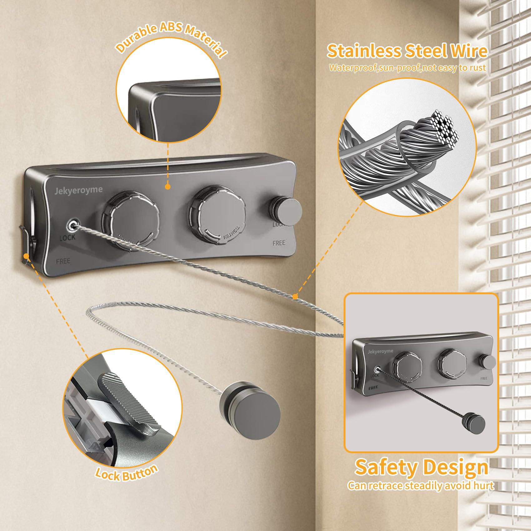 Jekyeroyme rust-proof and sun-proof materials keep the unit looking fresh.