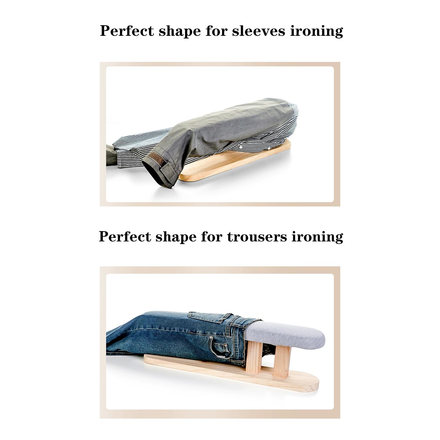 JELIMATE double-side ironing board closeup, two usable surfaces for fabrics.