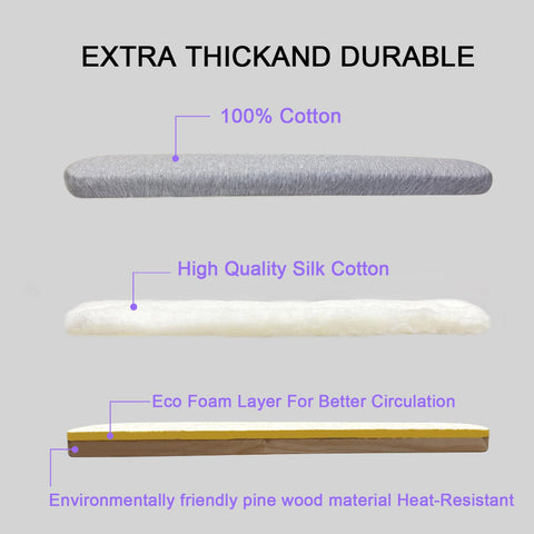 JELIMATE padded ironing board side view, slender profile for tight cuffs.