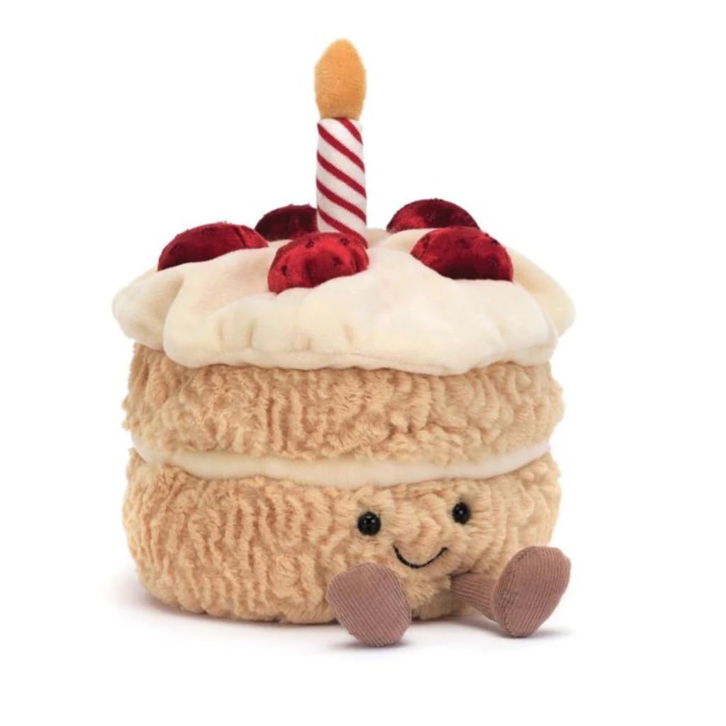 Jellycat Fun Birthday Cake front view for playful decor and imaginative play.