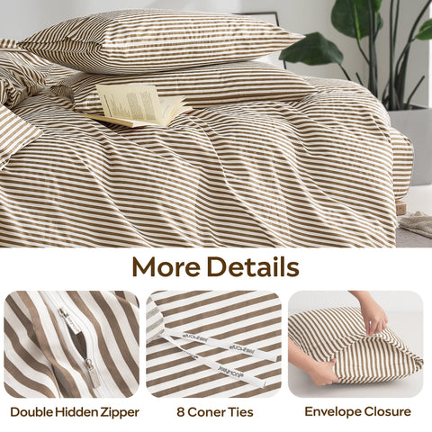 JELLYMONI white and khaki stripe pattern suits many bedroom styles.