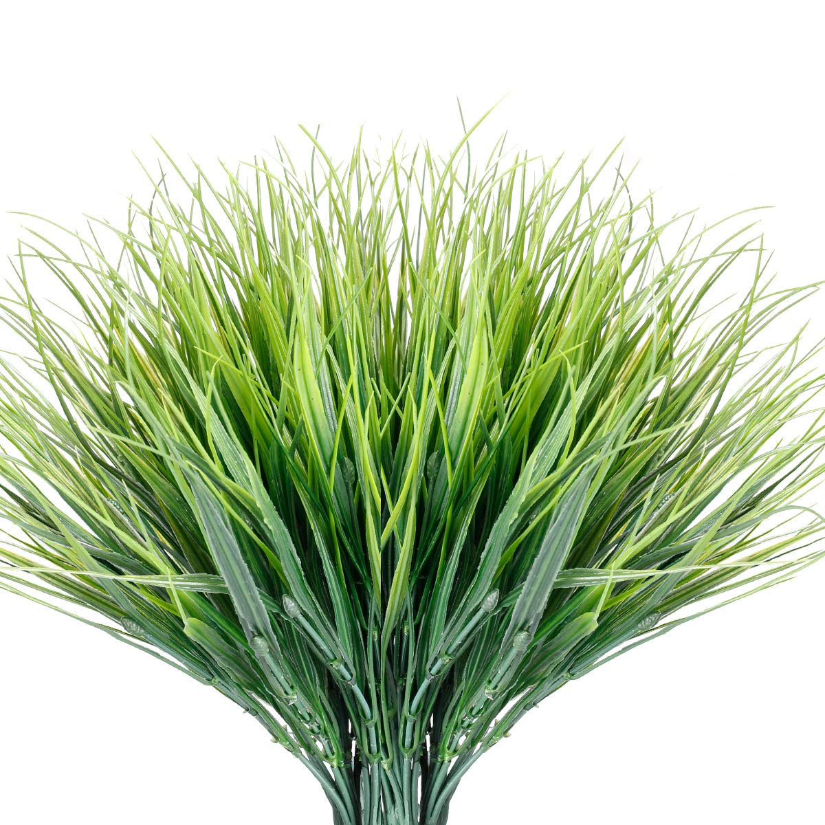 JEMONG 12 bundles artificial grasses outdoors, UV-resistant and fade-free for year-round greenery.
