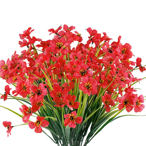 JEMONG deep red outdoor UV-resistant flower bundles brighten porches with lasting color.