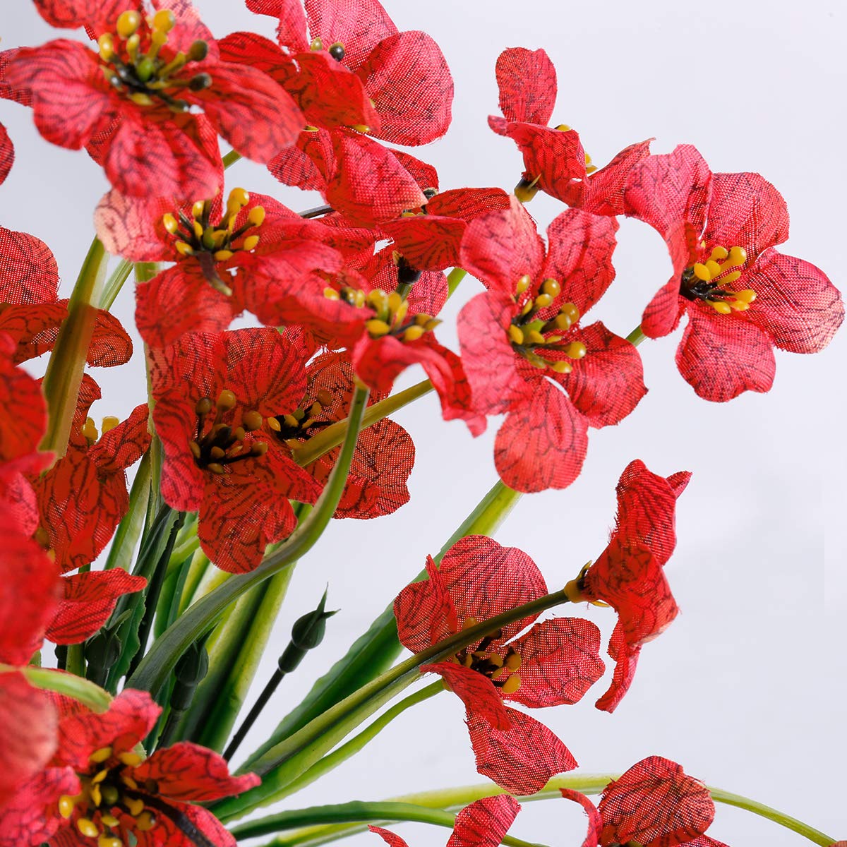 JEMONG deep red outdoor flower bundles enhance garden paths with durable realism.
