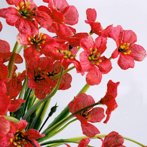 JEMONG deep red outdoor flower bundles enhance garden paths with durable realism.