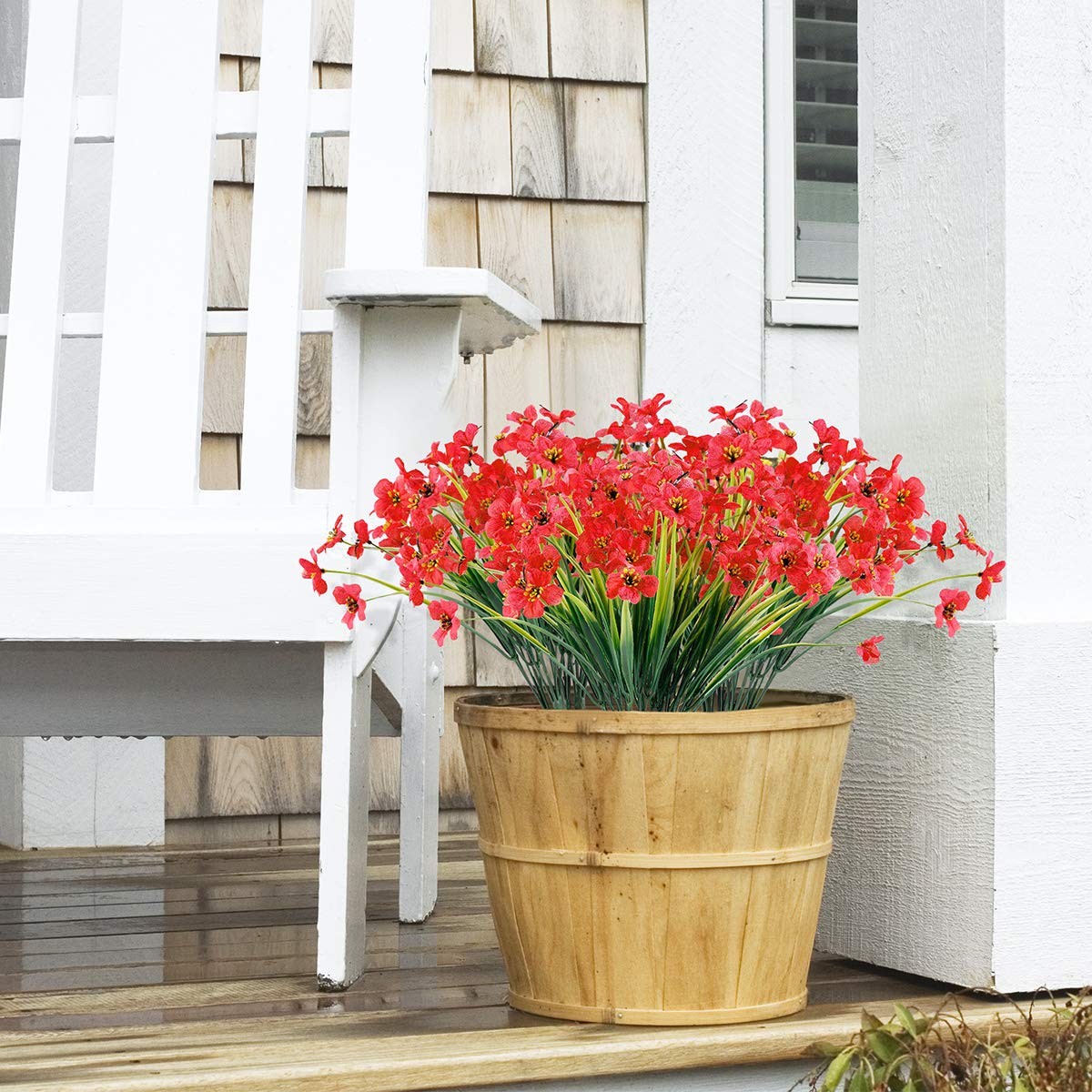 JEMONG porch and garden decor faux flowers enhance entryways and fences.