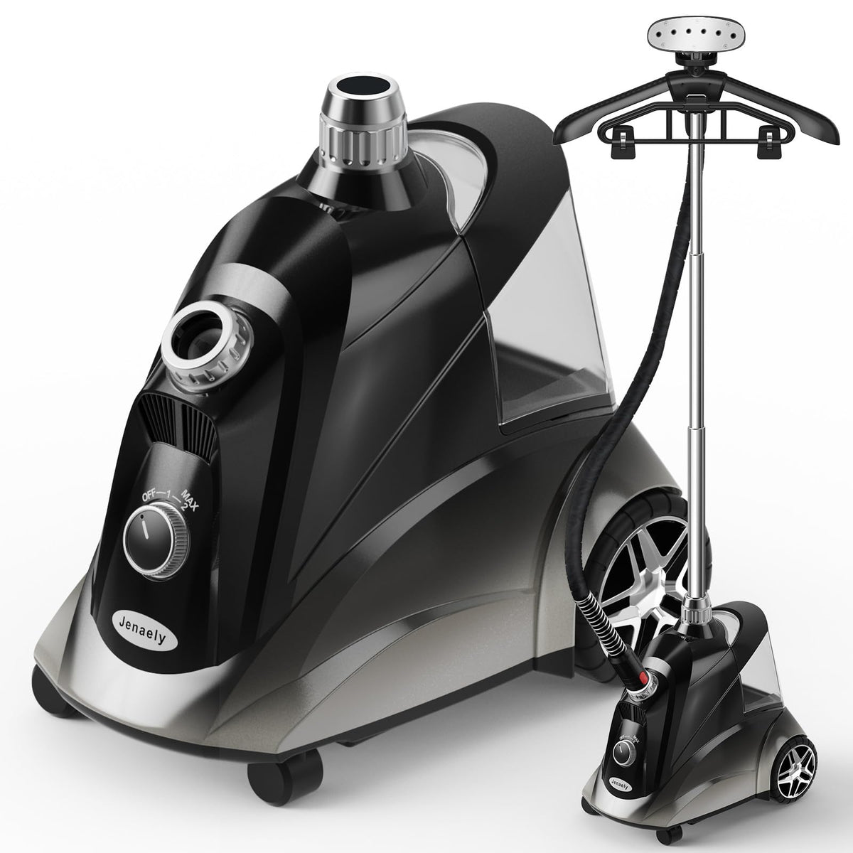 Jenaely garment steamer unit ready for rapid wrinkle removal on fabrics