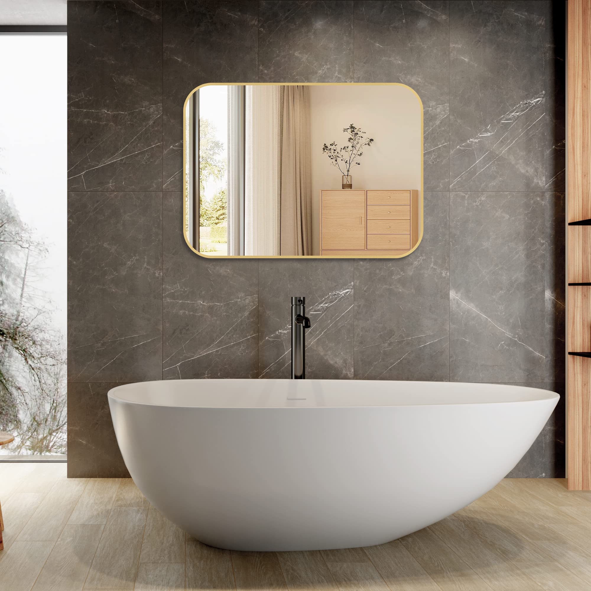JENBELY 24x36-inch mirror sized to pair with 28–36 inch vanities.
