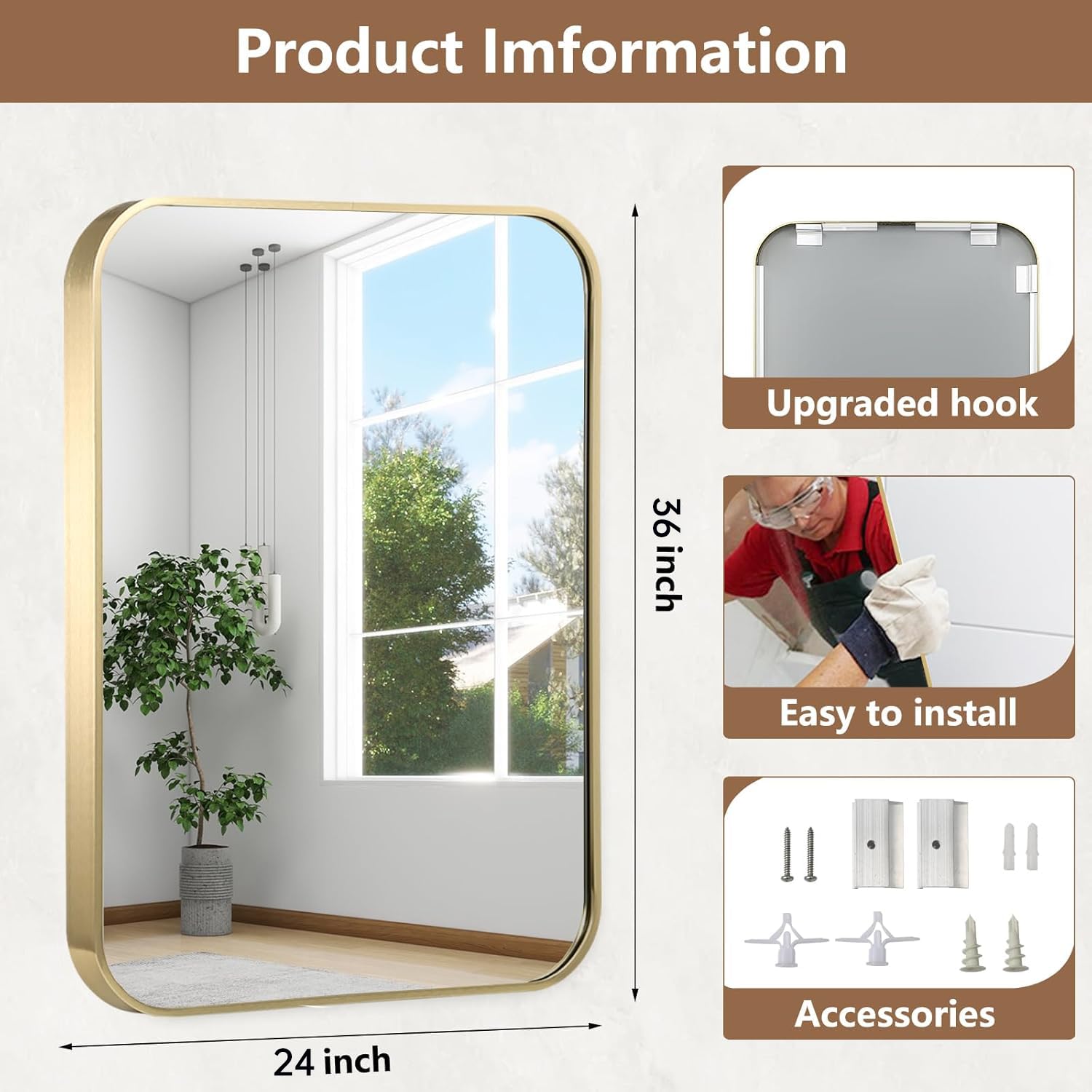 JENBELY bathroom mirror backing uses copper-free paint to prevent corrosion.