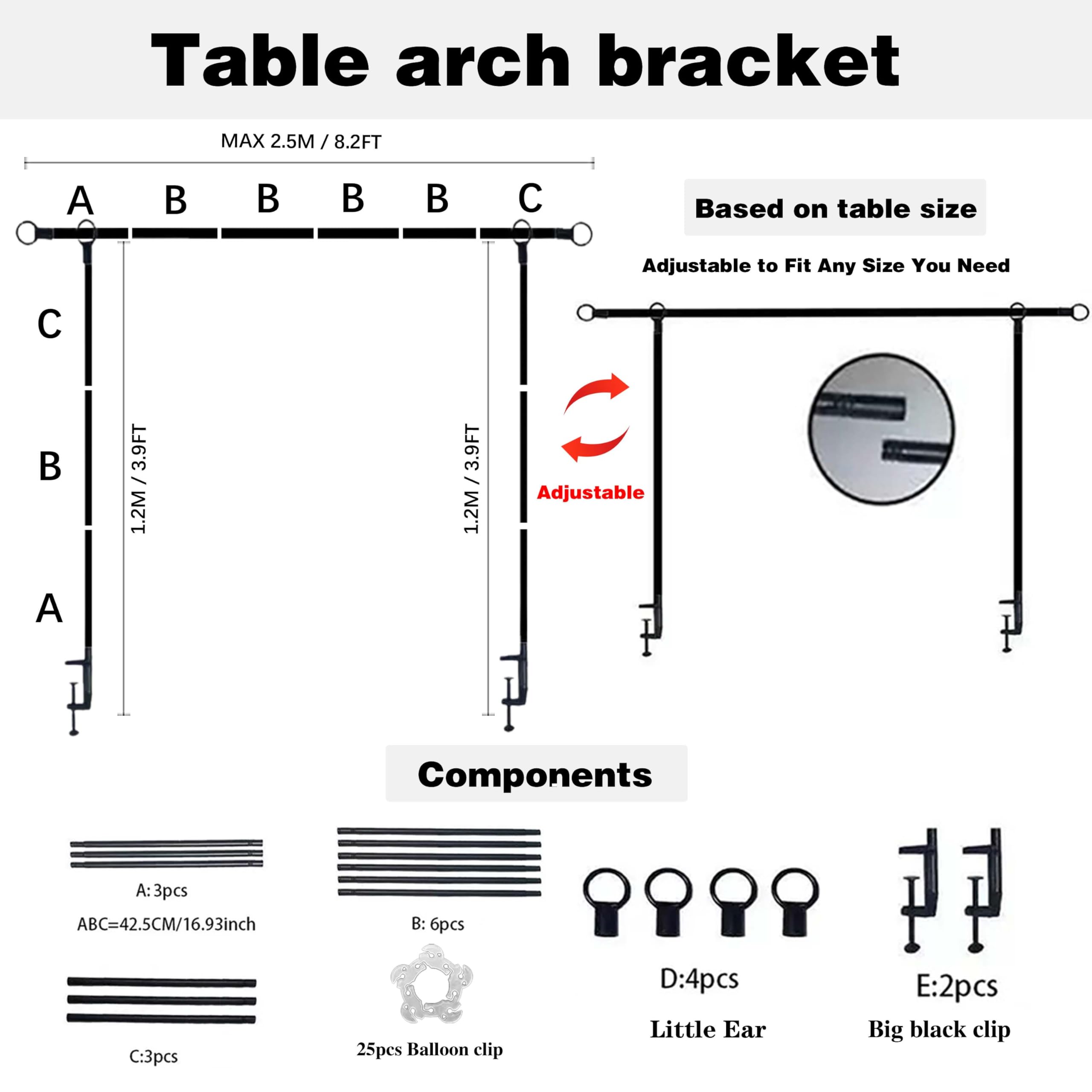 Jenlion arch extendable from 28-98 inches to suit layouts.