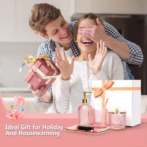 Jenseits pink glass pieces blend durability with crystal-inspired shine.