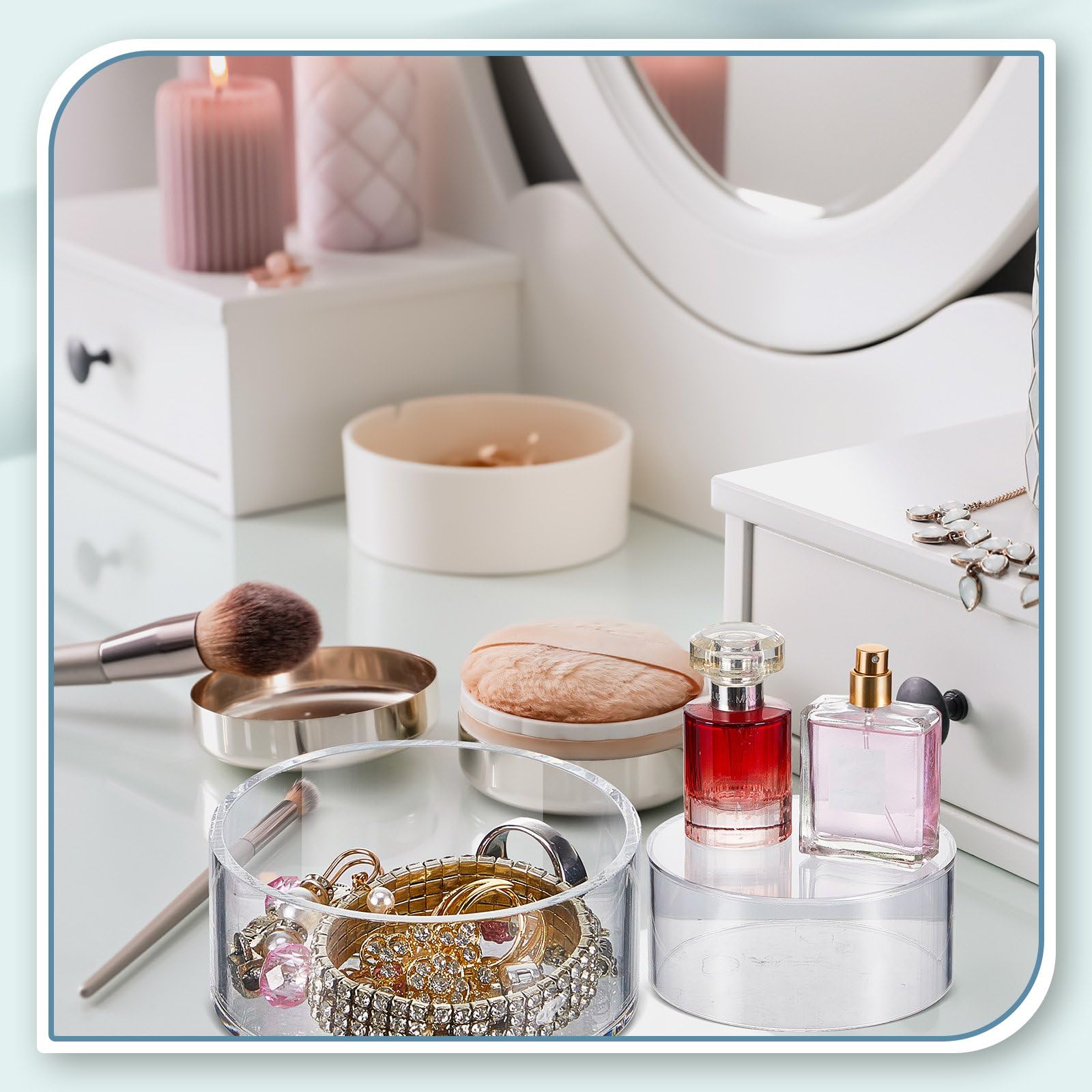 Jerify acrylic risers 3.54 inch round pedestal for compact display
