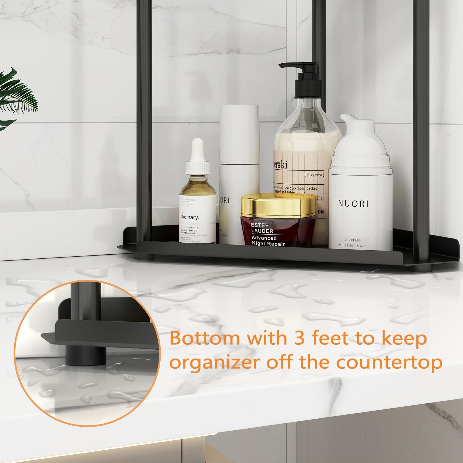 Jesginboo guardrails and non-slip feet prevent items from slipping.
