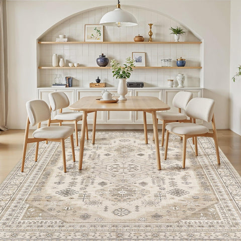 Kids-friendly Jessibou beige rug offering a soft play surface.