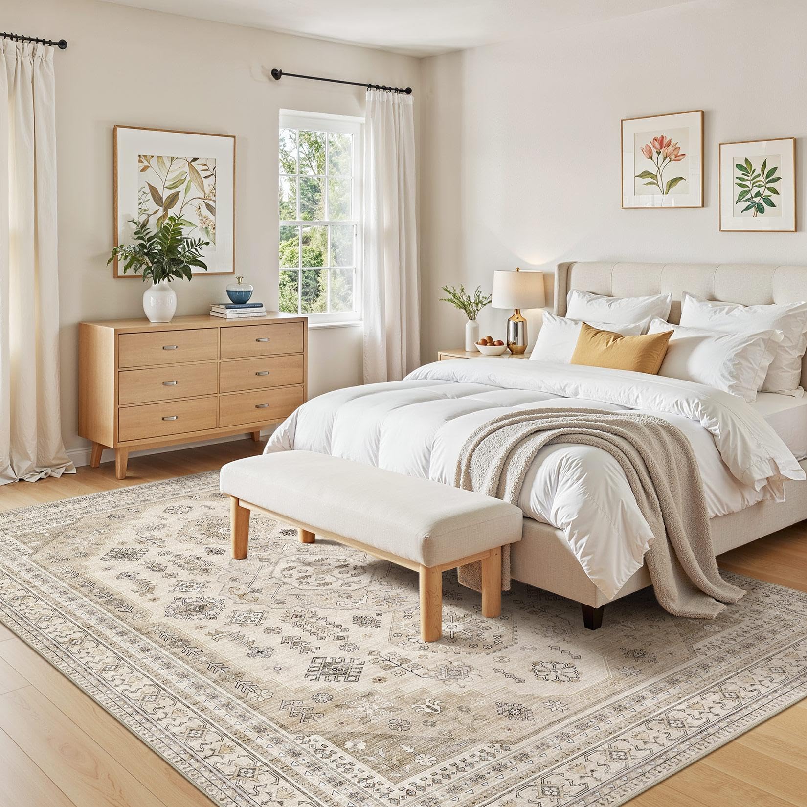 Jessibou rug with non-slip silicone backing on hardwood floor.