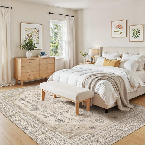 Jessibou rug with non-slip silicone backing on hardwood floor.