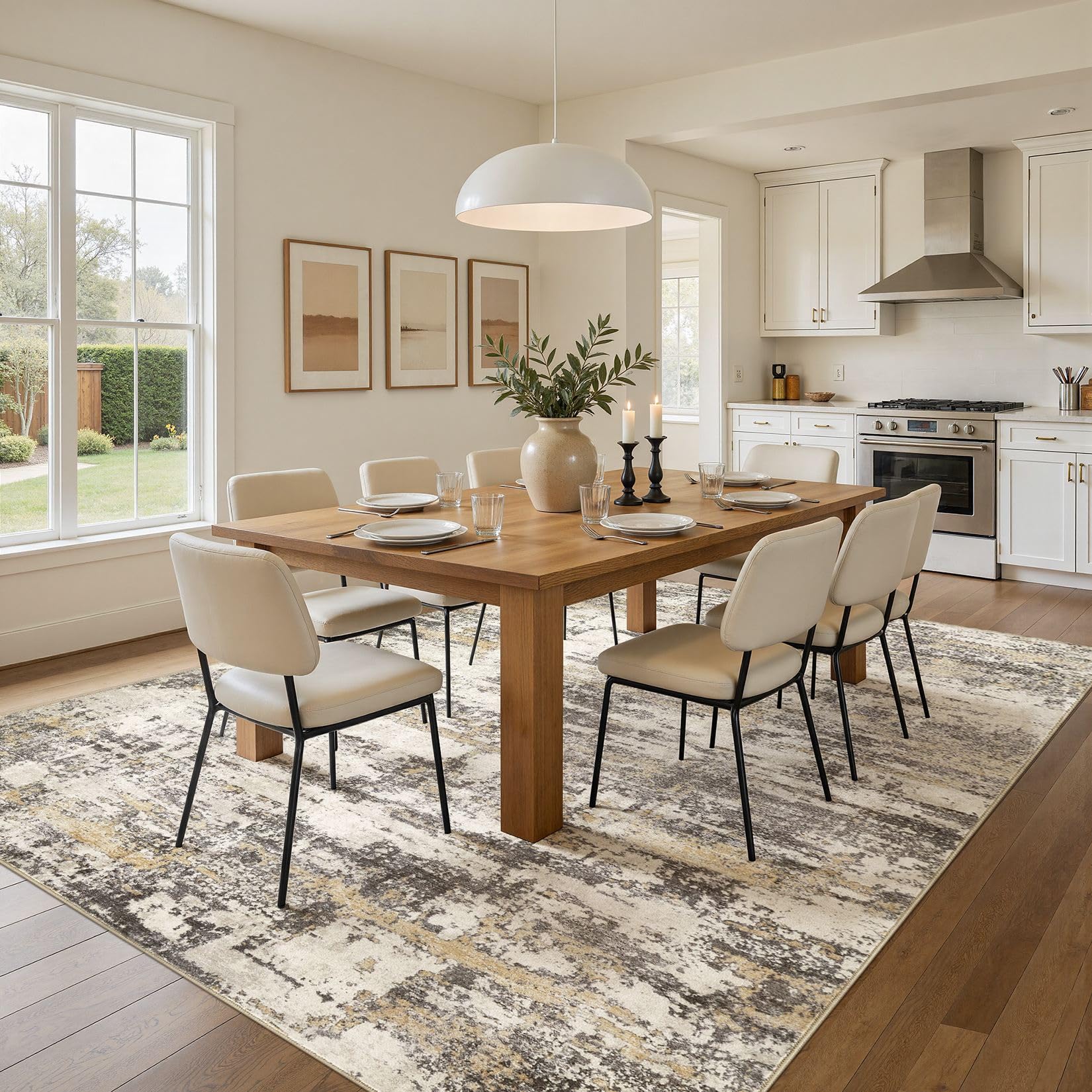 Jessibou non-slip backing keeps rugs secure on wood and tile floors
