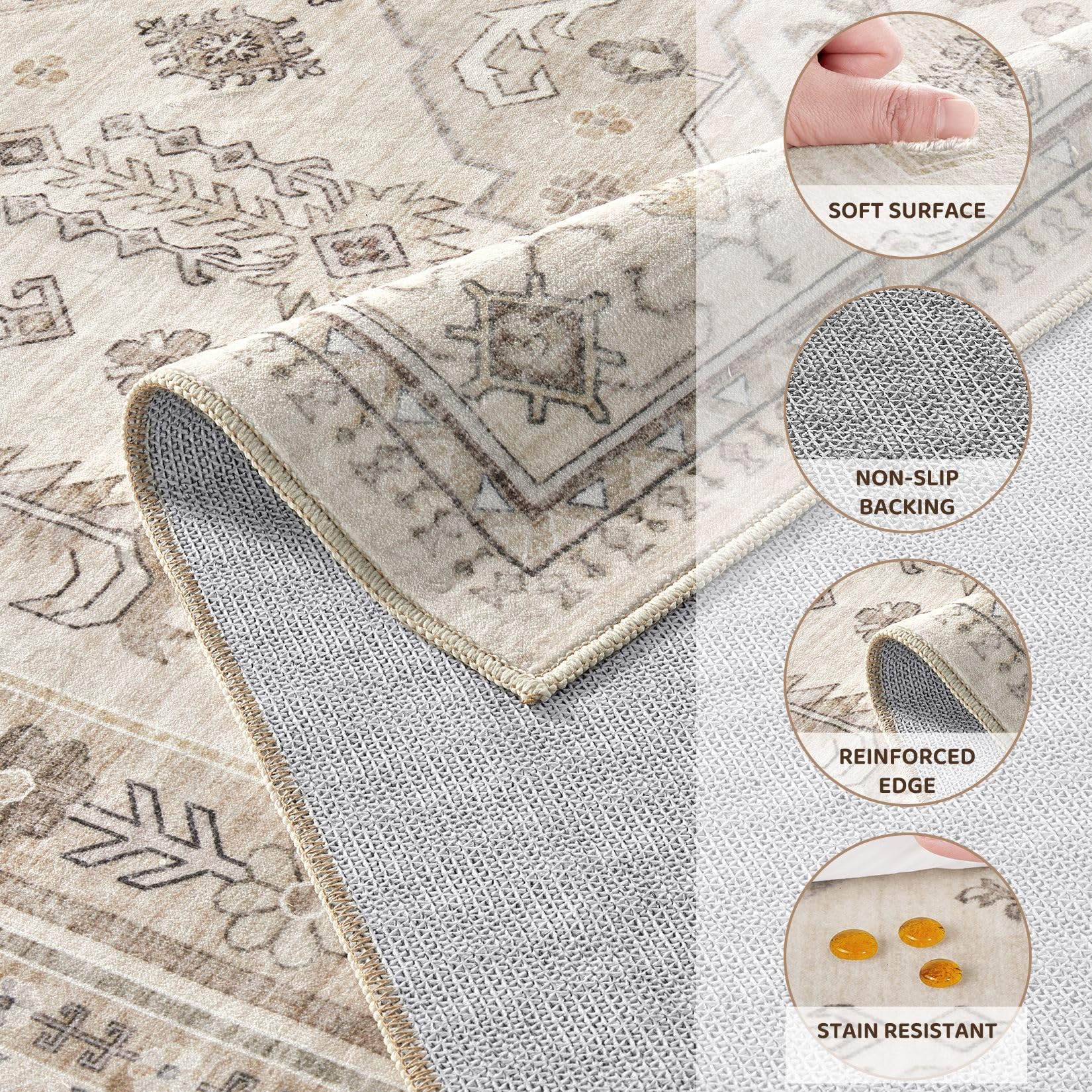 Pet-friendly Jessibou rug in beige suitable for everyday family life.