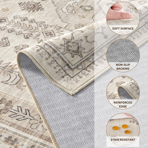 Pet-friendly Jessibou rug in beige suitable for everyday family life.