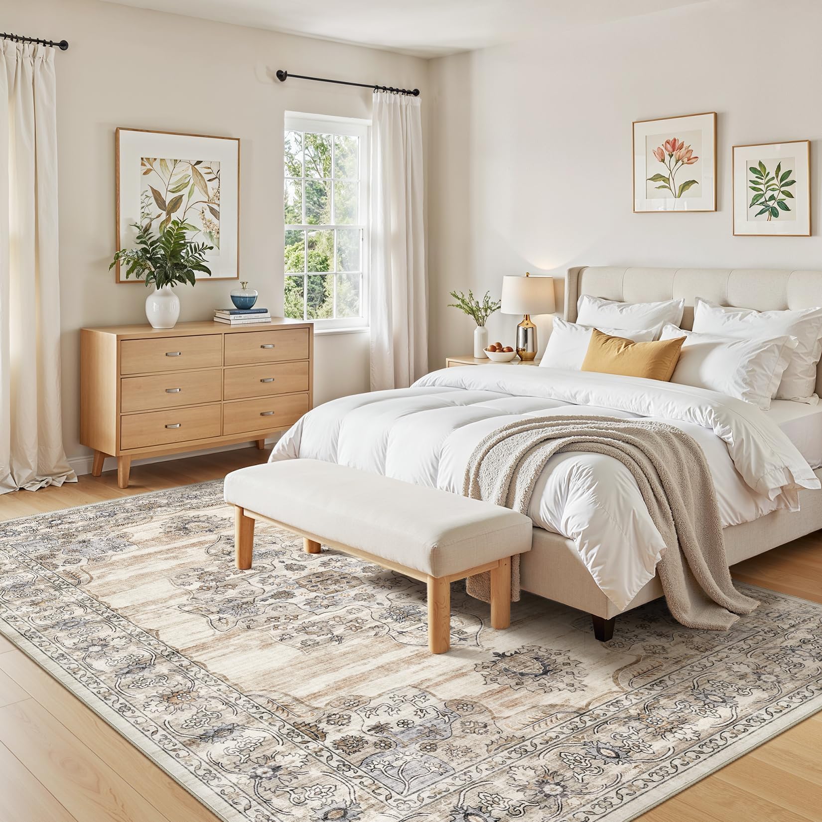 Jessibou vacuum-friendly low-pile rug gliding with a robot vacuum