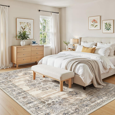 Jessibou vacuum-friendly low-pile rug gliding with a robot vacuum