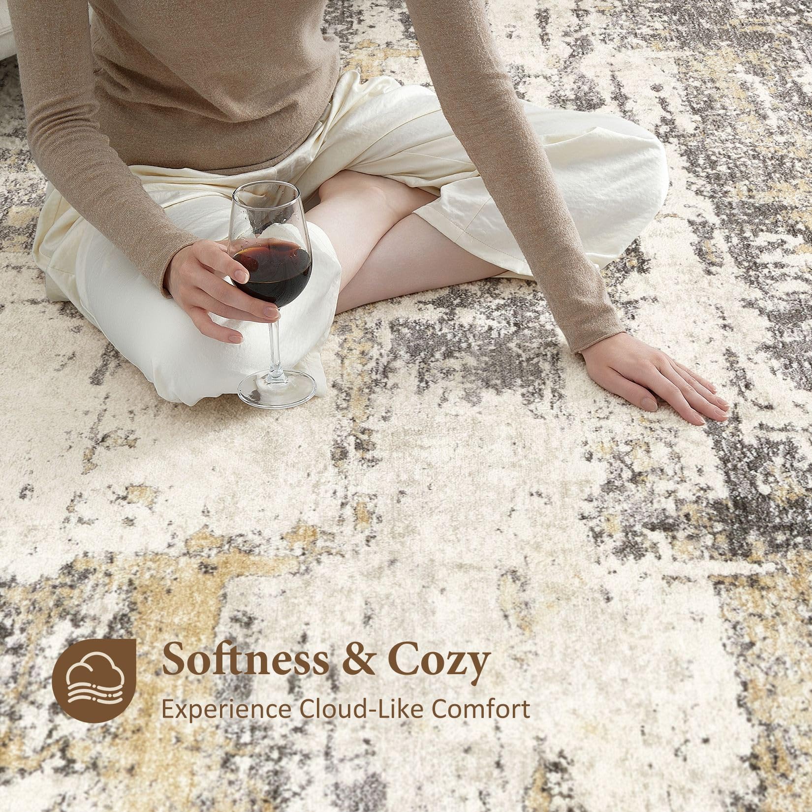 Jessibou washable rug with soft faux wool texture for cozy feet and easy cleaning.