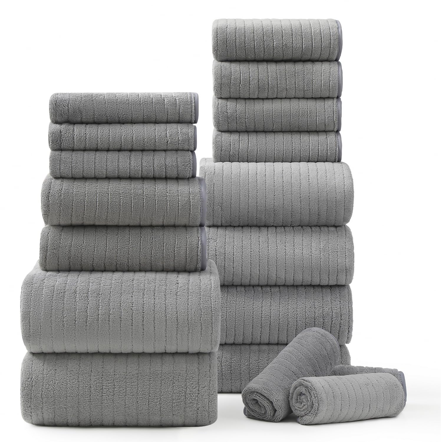 Jessy Home 18-piece bath towels set for comprehensive family use and guest readiness.