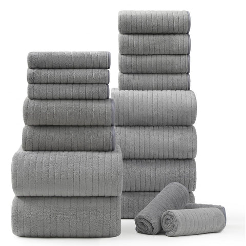 Jessy Home 18-piece bath towels set for comprehensive family use and guest readiness.