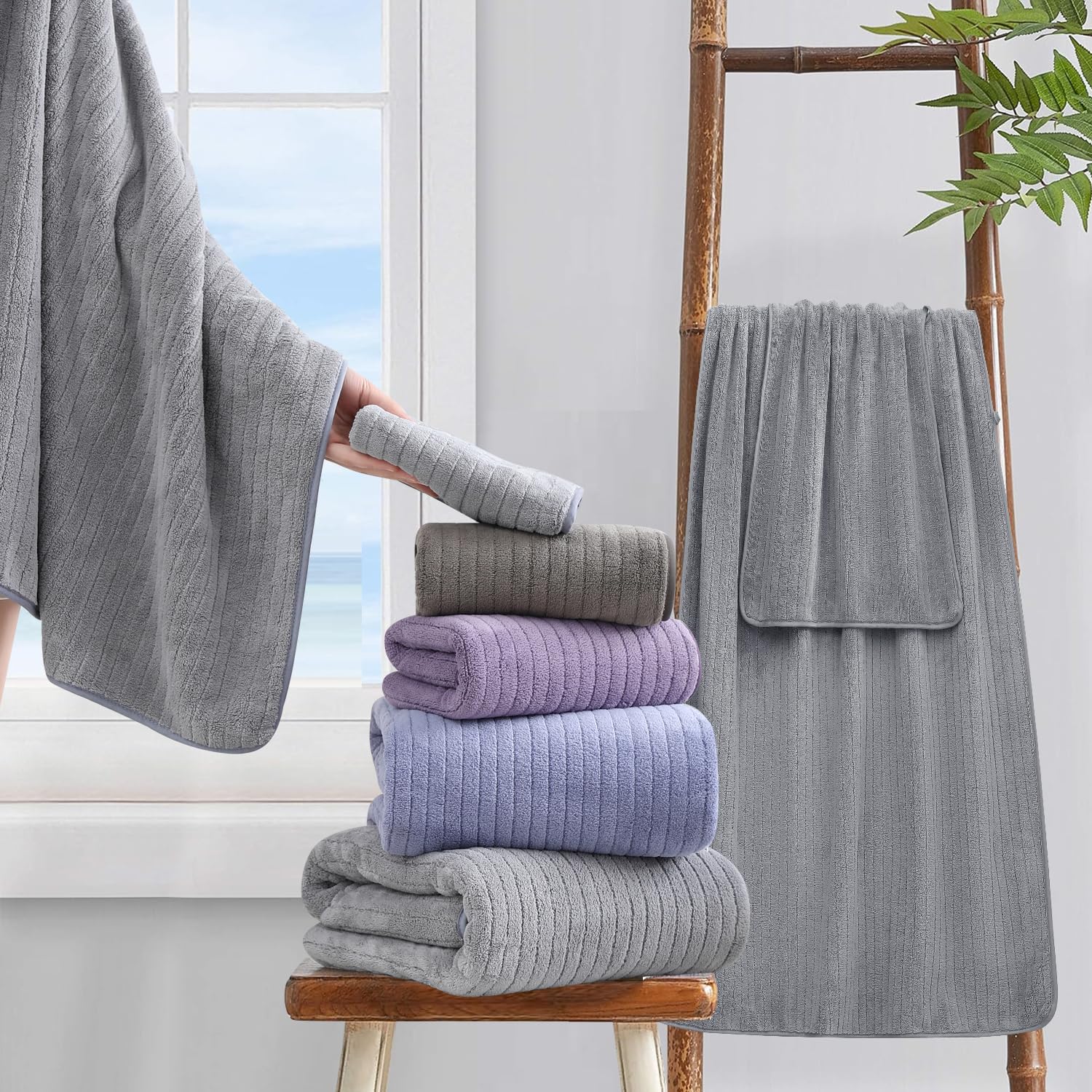 Jessy Home double-stitched hems on towels for enhanced durability.