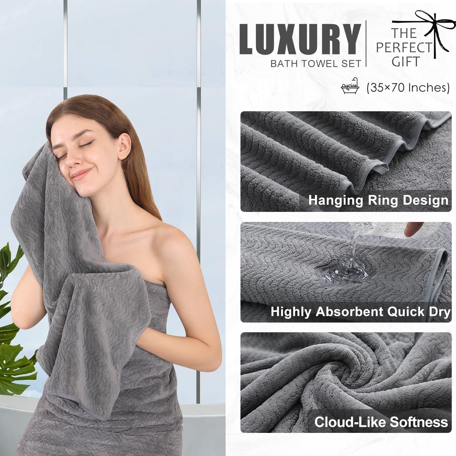 Jessy Home highly absorbent towel dries hands and body quickly