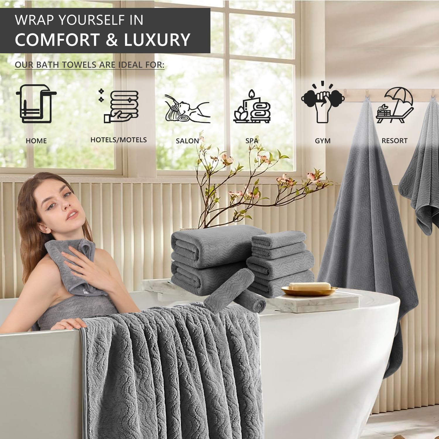 Jessy Home soft fluffy 600gsm towel for daily cozy comfort
