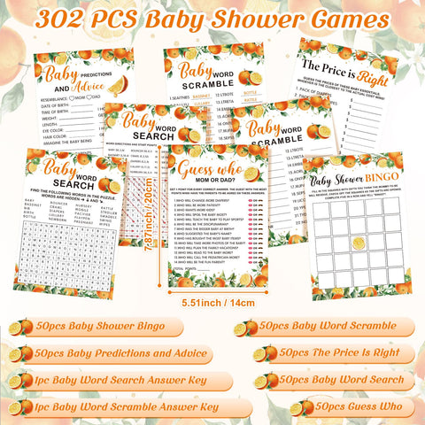 Jetec Little Cutie orange theme six designs baby shower games for engagement