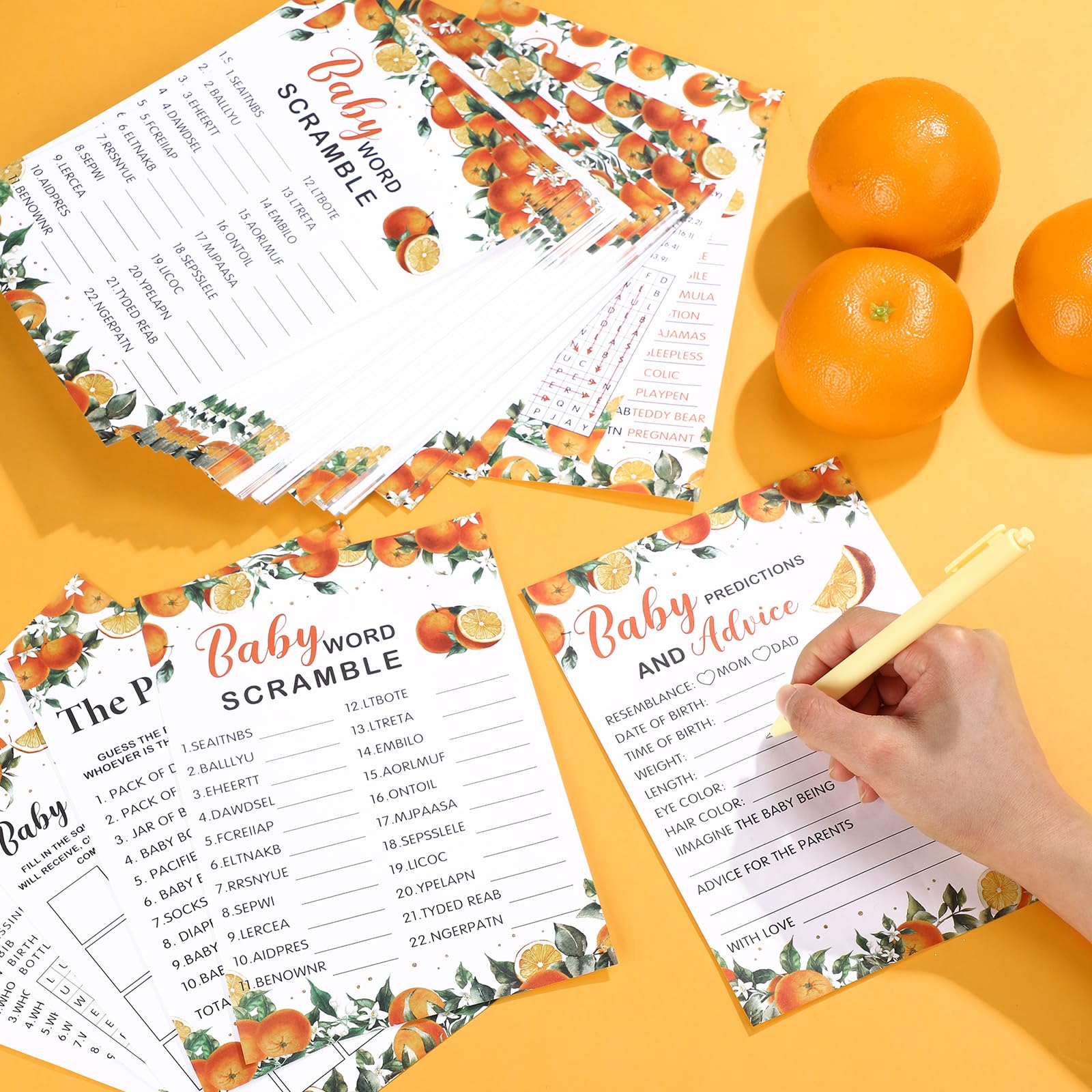 Jetec predictions and advice cards for baby shower planning