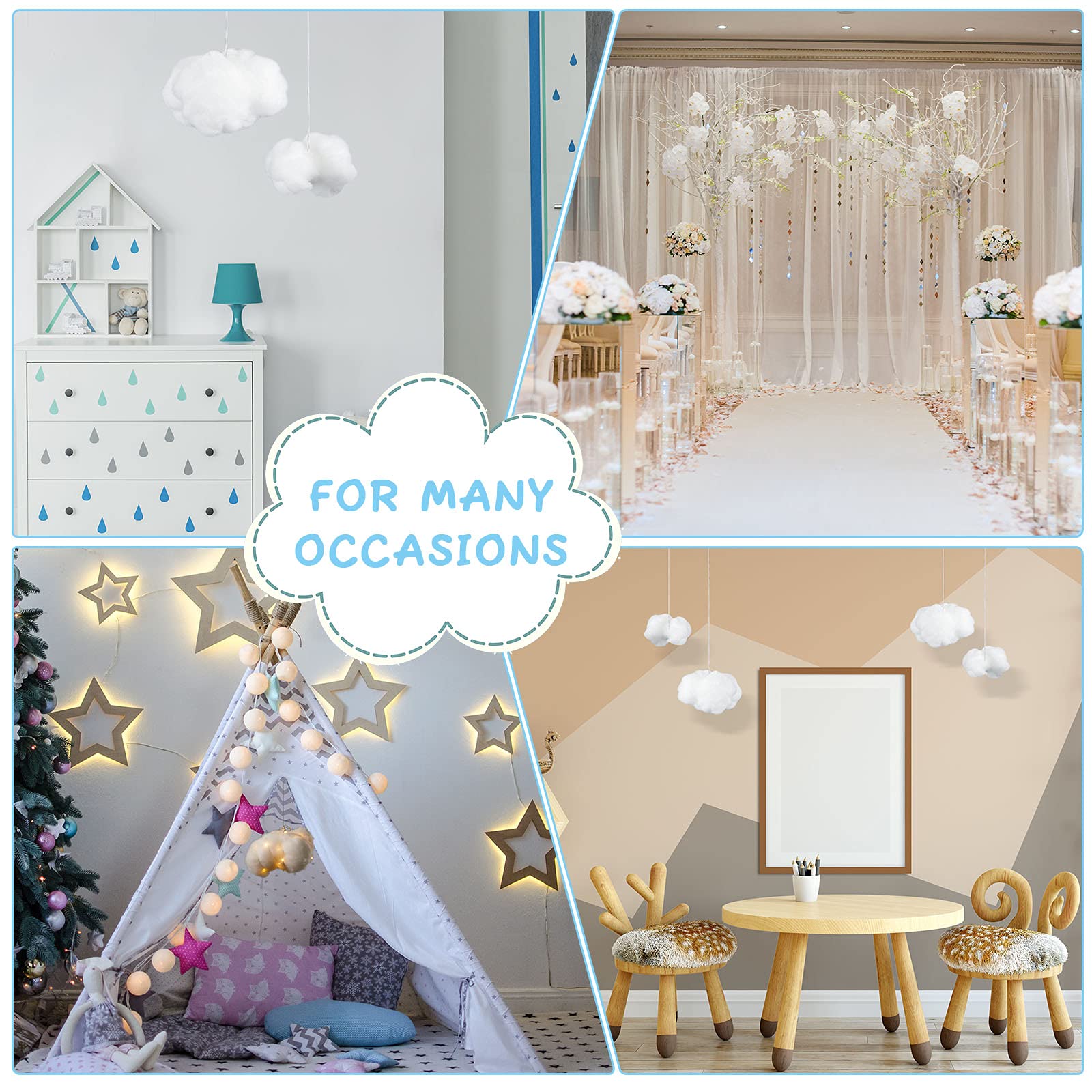 Jetec cloud props paired with string lights create a magical stage effect