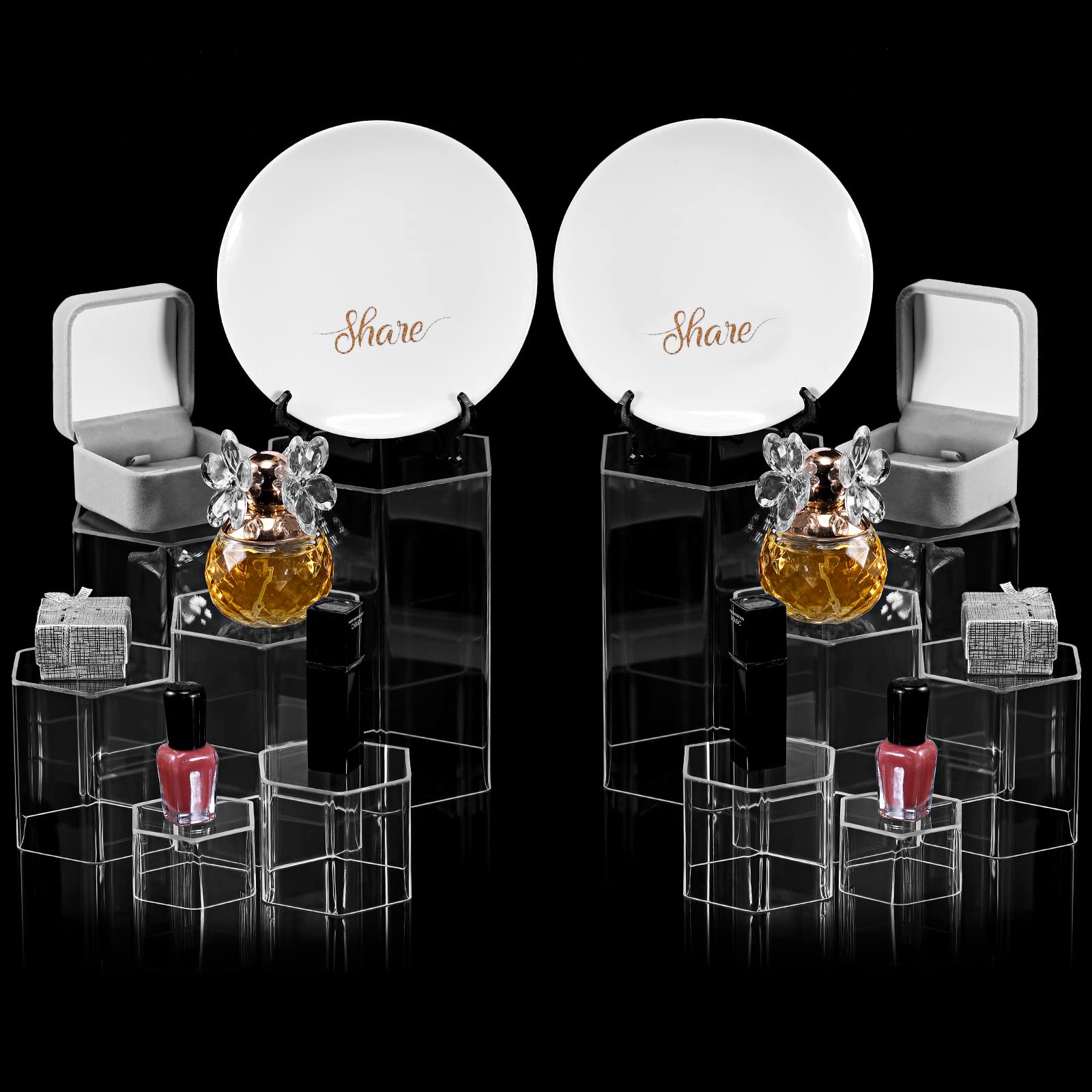 Jetec retail display stands in acrylic offer sturdy support for jewelry.