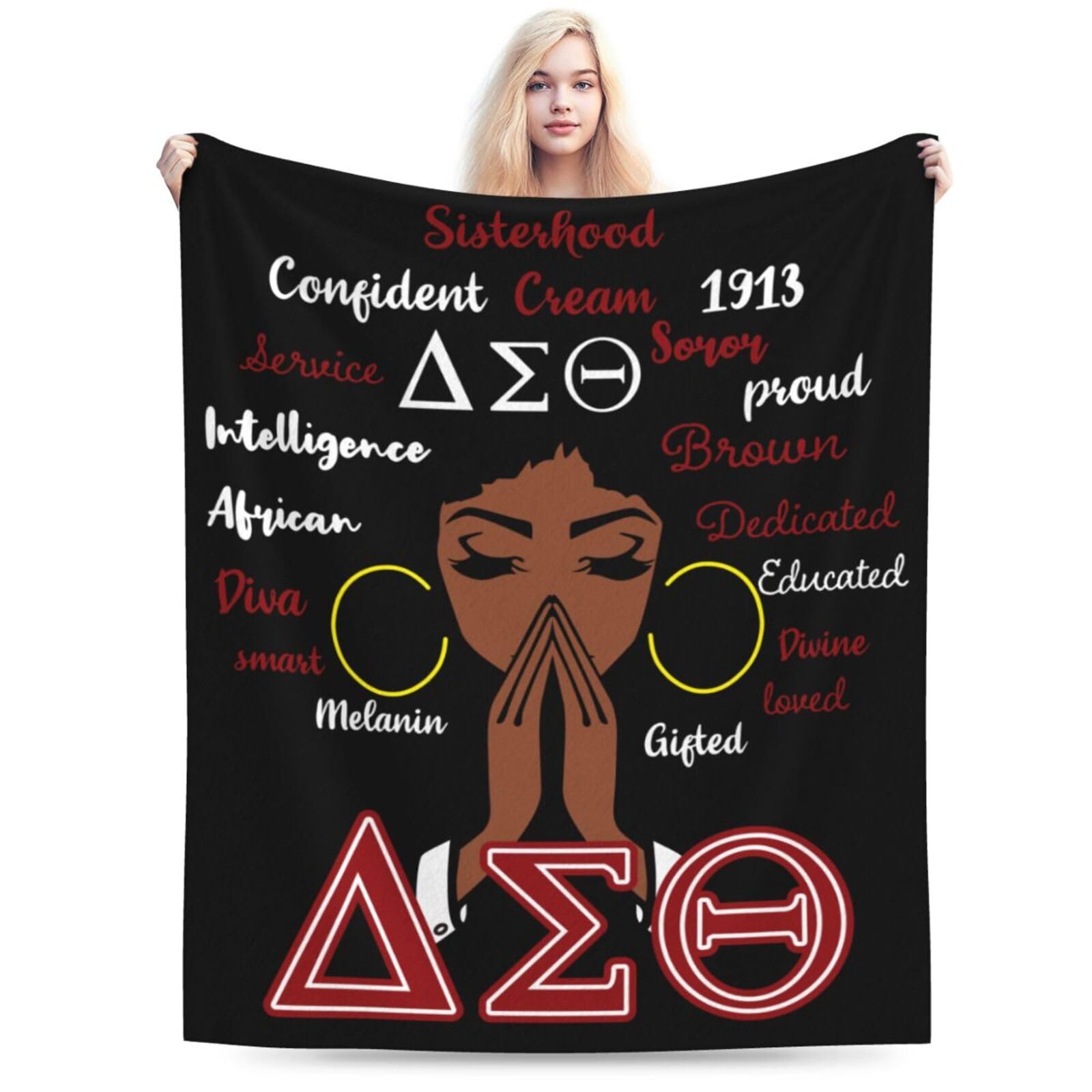 JEUAIOAI sorority gifts blanket throw, full-width print highlight, stylish room accent