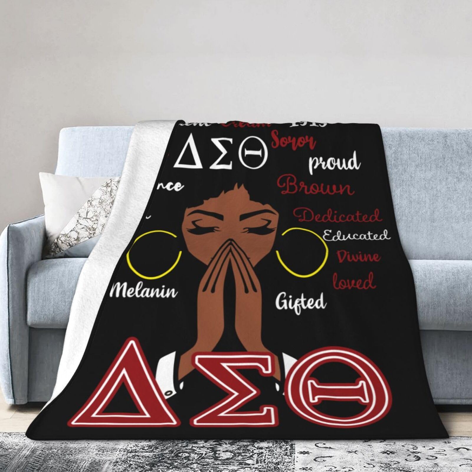 JEUAIOAI sorority gifts blanket throw, two sizes shown, perfect for bed and sofa