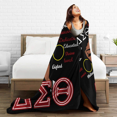 JEUAIOAI sorority gifts blanket throw, antipilling fabric close-up, durable daily use