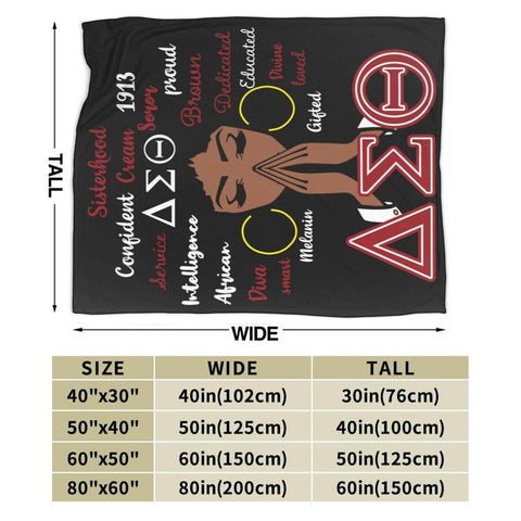 JEUAIOAI sorority gifts blanket throw, easy-care label visible, stain-resistant maintenance