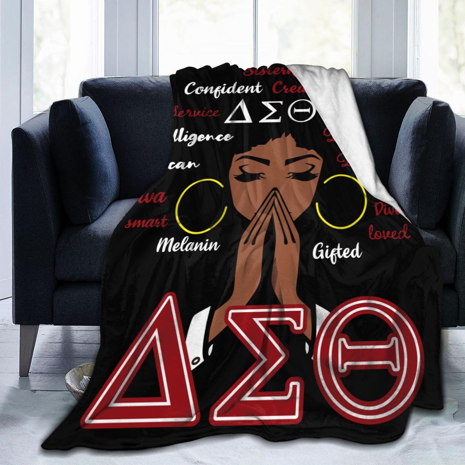 JEUAIOAI sorority gifts blanket throw, soft-flannel texture, ideal for couch coziness
