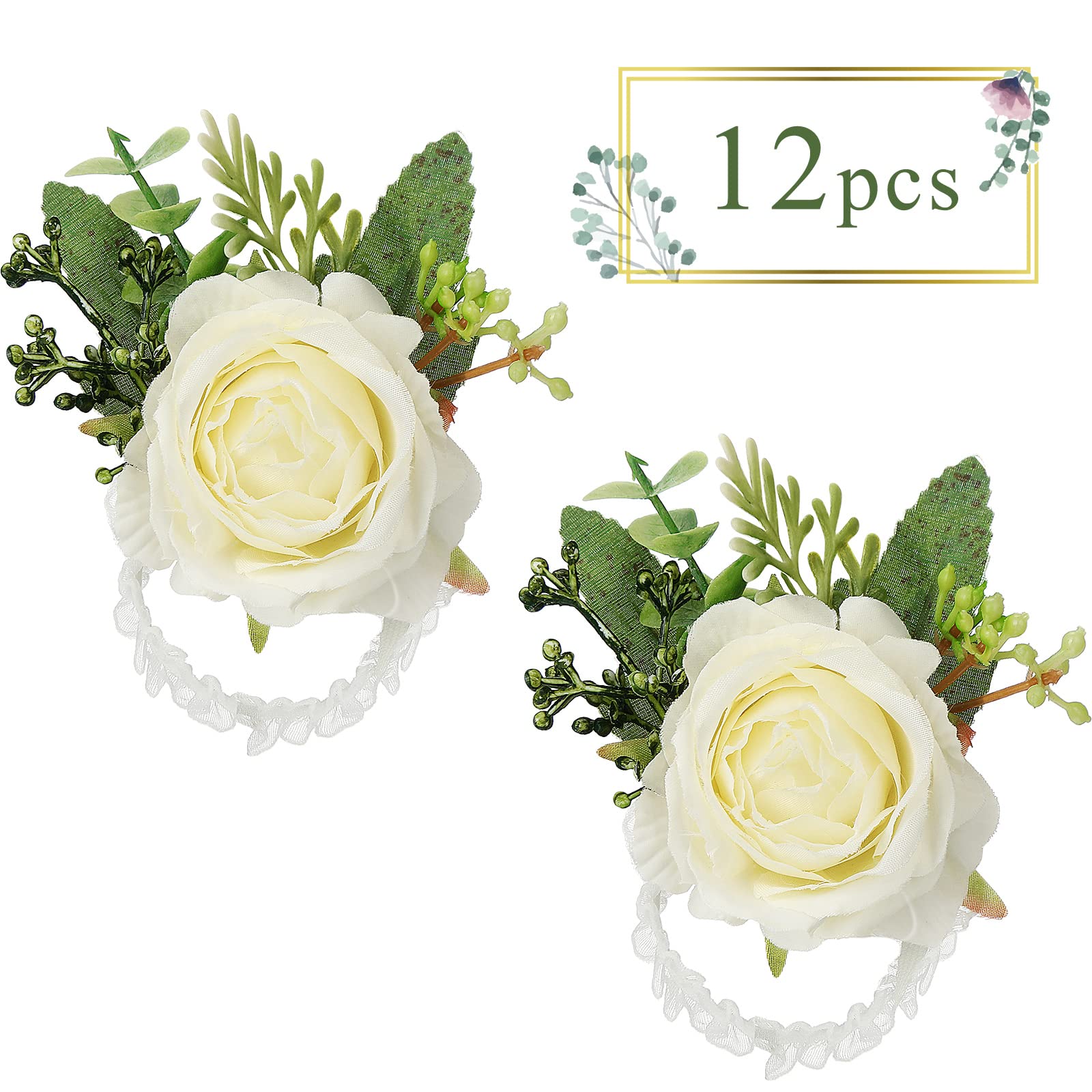 Jexine 12-piece corsages for bridesmaids ensure coordinated wedding decor.